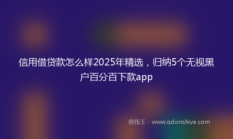 信用借贷款怎么样2025年精选，归纳5个无视黑户百分百下款app