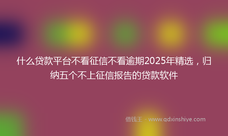 什么贷款平台不看征信不看逾期2025年精选，归纳五个不上征信报告的贷款软件