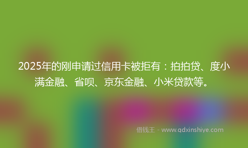 2025年的刚申请过信用卡被拒有：拍拍贷、度小满金融、省呗、京东金融、小米贷款等。