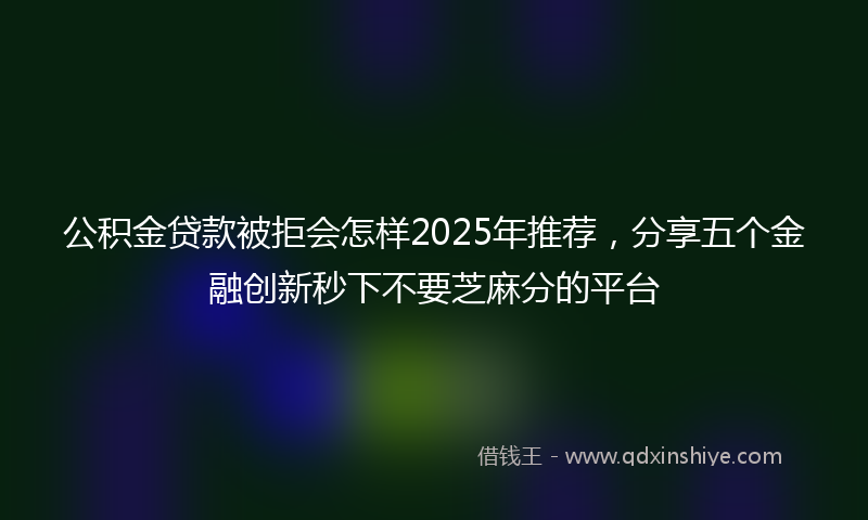 公积金贷款被拒会怎样2025年推荐，分享五个金融创新秒下不要芝麻分的平台