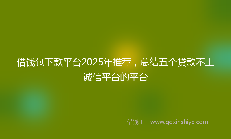 借钱包下款平台2025年推荐，总结五个贷款不上诚信平台的平台