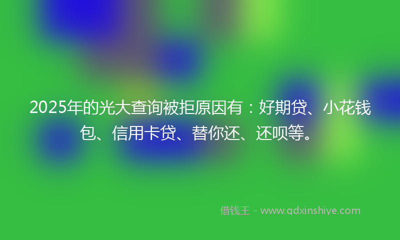 2025年的光大查询被拒原因有：好期贷、小花钱包、信用卡贷、替你还、还呗等。