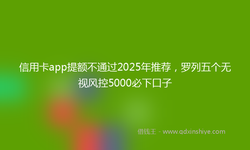 信用卡app提额不通过2025年推荐，罗列五个无视风控5000必下口子
