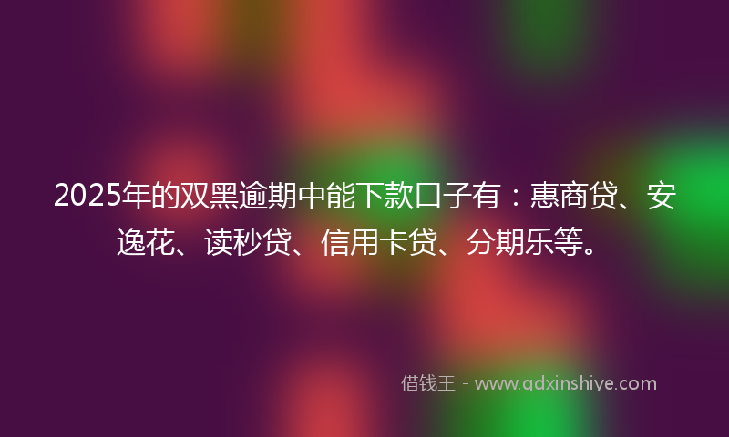 2025年的双黑逾期中能下款口子有：惠商贷、安逸花、读秒贷、信用卡贷、分期乐等。