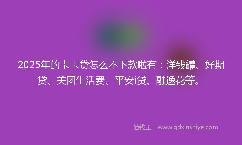 2025年的卡卡贷怎么不下款啦有：洋钱罐、好期贷、美团生活费、平安i贷、融逸花等。