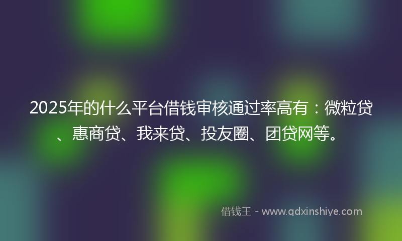 2025年的什么平台借钱审核通过率高有：微粒贷、惠商贷、我来贷、投友圈、团贷网等。
