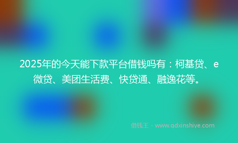 2025年的今天能下款平台借钱吗有：柯基贷、e微贷、美团生活费、快贷通、融逸花等。