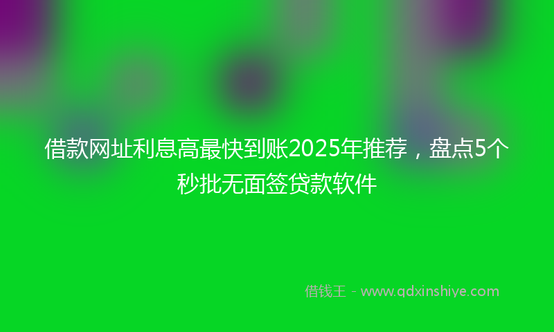 借款网址利息高最快到账2025年推荐，盘点5个秒批无面签贷款软件