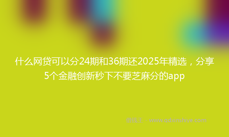 什么网贷可以分24期和36期还2025年精选，分享5个金融创新秒下不要芝麻分的app