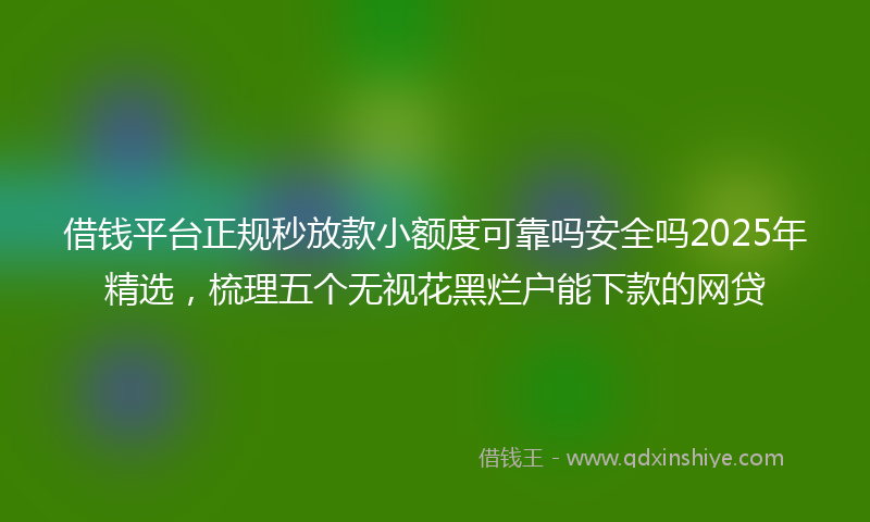 借钱平台正规秒放款小额度可靠吗安全吗2025年精选，梳理五个无视花黑烂户能下款的网贷