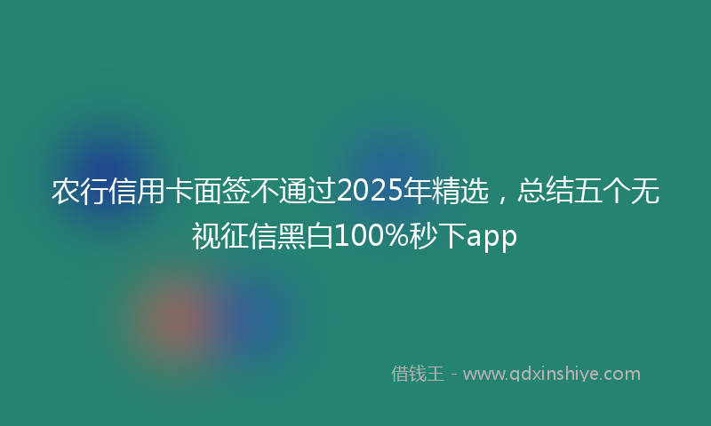 农行信用卡面签不通过2025年精选，总结五个无视征信黑白100%秒下app