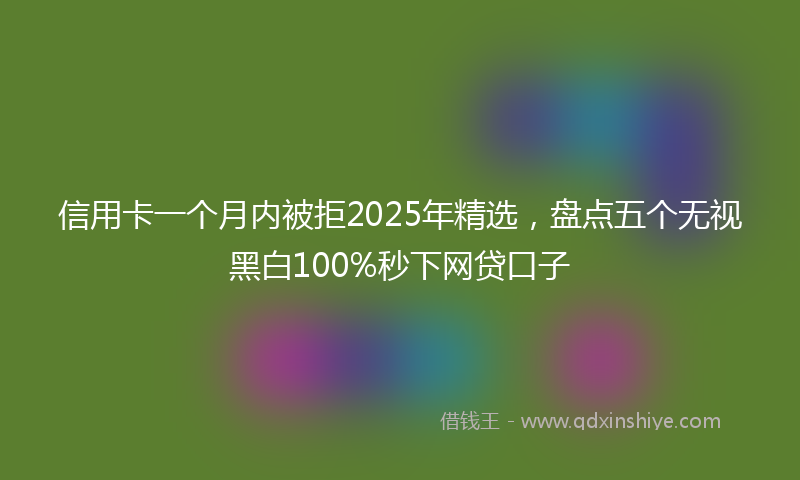 信用卡一个月内被拒2025年精选，盘点五个无视黑白100%秒下网贷口子