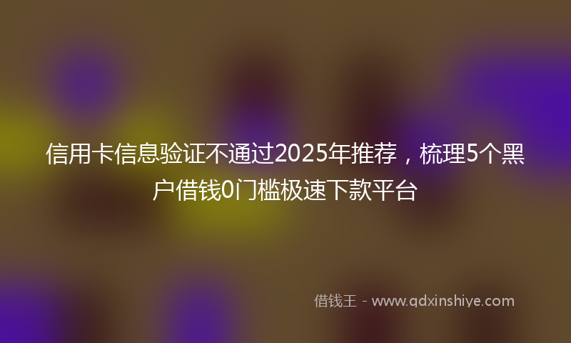 信用卡信息验证不通过2025年推荐，梳理5个黑户借钱0门槛极速下款平台