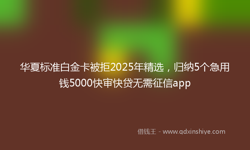 华夏标准白金卡被拒2025年精选，归纳5个急用钱5000快审快贷无需征信app