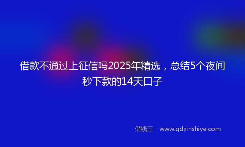 借款不通过上征信吗2025年精选，总结5个夜间秒下款的14天口子