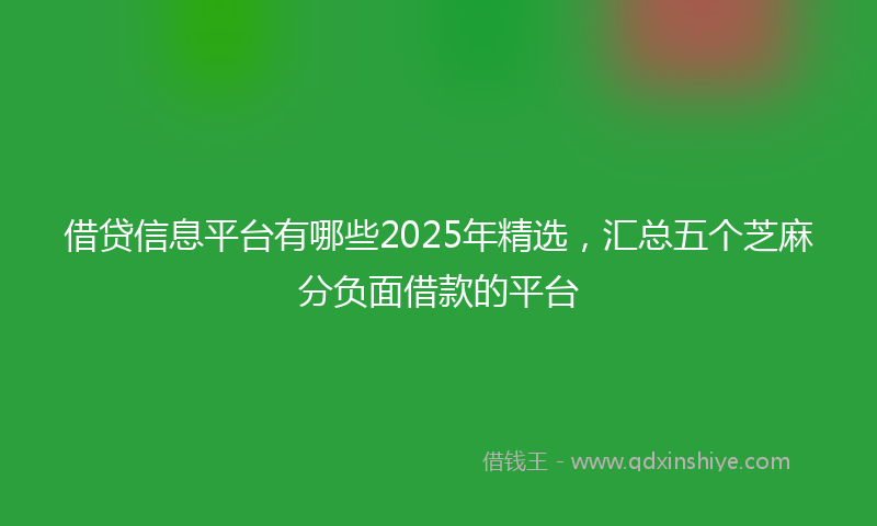 借贷信息平台有哪些2025年精选，汇总五个芝麻分负面借款的平台