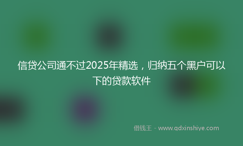 信贷公司通不过2025年精选，归纳五个黑户可以下的贷款软件