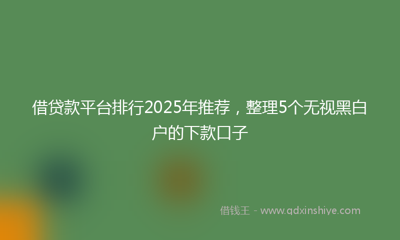 借贷款平台排行2025年推荐，整理5个无视黑白户的下款口子