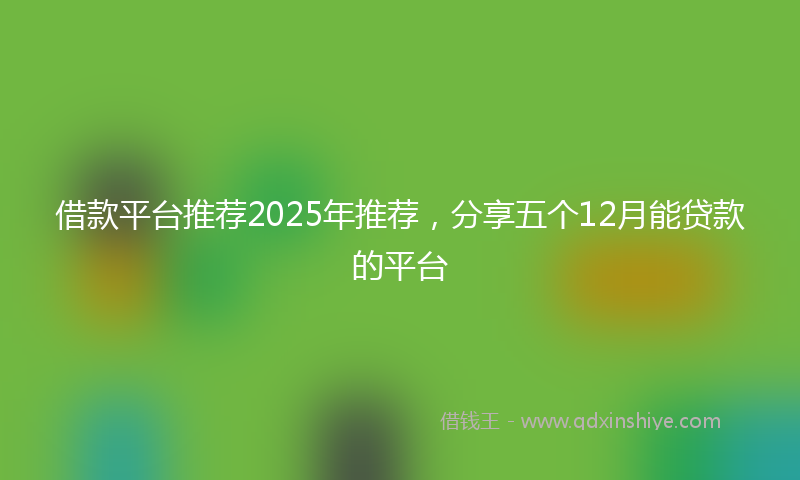借款平台推荐2025年推荐，分享五个12月能贷款的平台