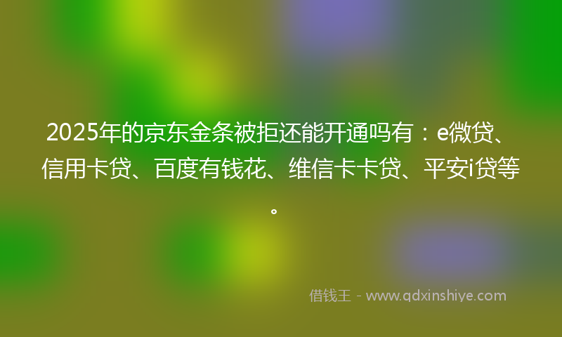 2025年的京东金条被拒还能开通吗有：e微贷、信用卡贷、百度有钱花、维信卡卡贷、平安i贷等。