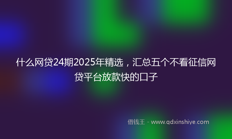 什么网贷24期2025年精选，汇总五个不看征信网贷平台放款快的口子