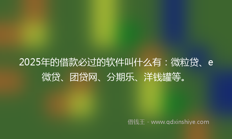 2025年的借款必过的软件叫什么有：微粒贷、e微贷、团贷网、分期乐、洋钱罐等。