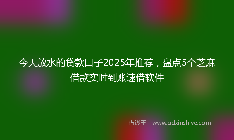 今天放水的贷款口子2025年推荐，盘点5个芝麻借款实时到账速借软件