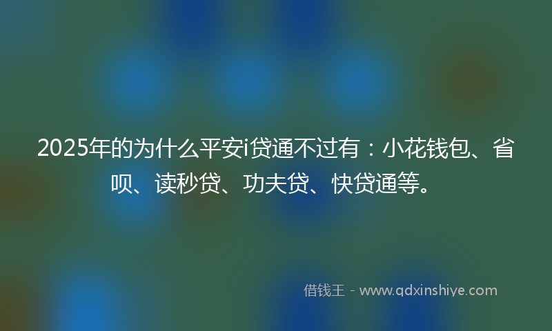 2025年的为什么平安i贷通不过有：小花钱包、省呗、读秒贷、功夫贷、快贷通等。