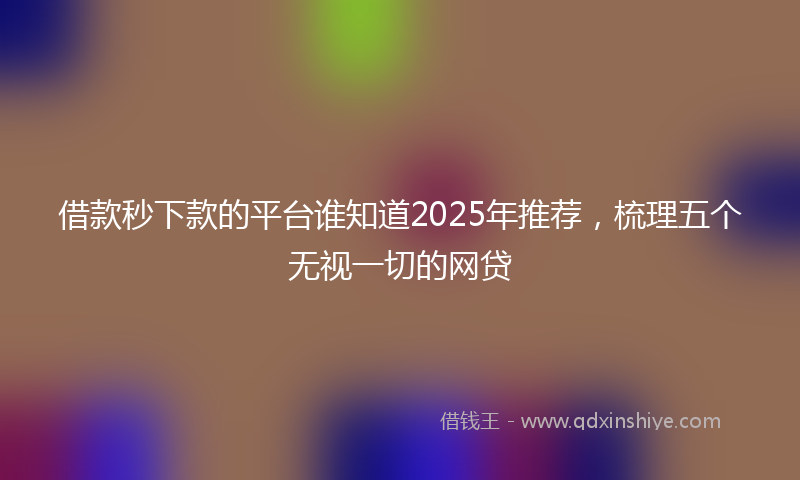 借款秒下款的平台谁知道2025年推荐，梳理五个无视一切的网贷