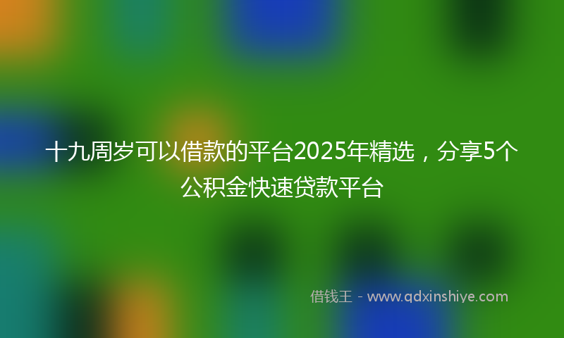 十九周岁可以借款的平台2025年精选，分享5个公积金快速贷款平台