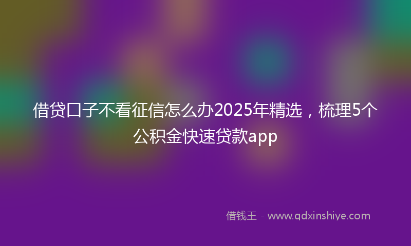 借贷口子不看征信怎么办2025年精选，梳理5个公积金快速贷款app