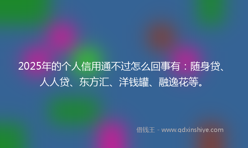 2025年的个人信用通不过怎么回事有：随身贷、人人贷、东方汇、洋钱罐、融逸花等。