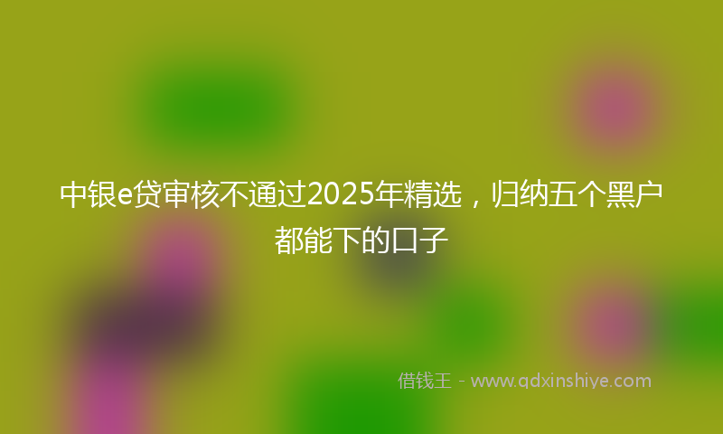 中银e贷审核不通过2025年精选，归纳五个黑户都能下的口子