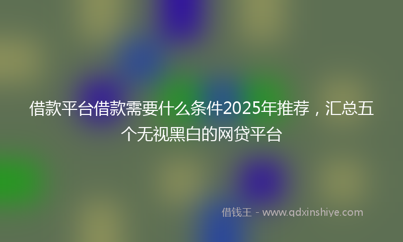 借款平台借款需要什么条件2025年推荐，汇总五个无视黑白的网贷平台