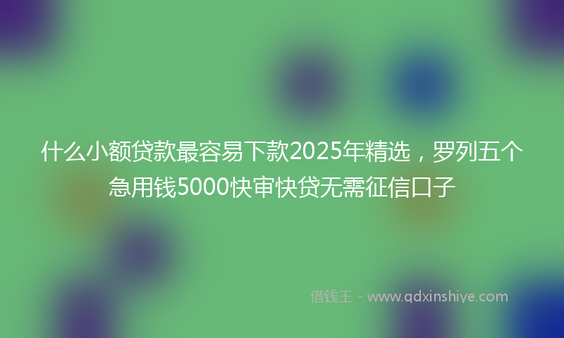 什么小额贷款最容易下款2025年精选，罗列五个急用钱5000快审快贷无需征信口子