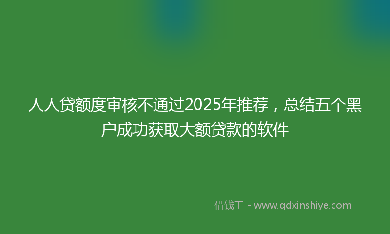 人人贷额度审核不通过2025年推荐，总结五个黑户成功获取大额贷款的软件