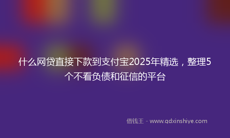 什么网贷直接下款到支付宝2025年精选，整理5个不看负债和征信的平台