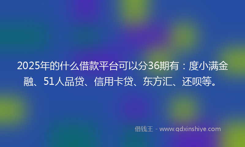 2025年的什么借款平台可以分36期有：度小满金融、51人品贷、信用卡贷、东方汇、还呗等。