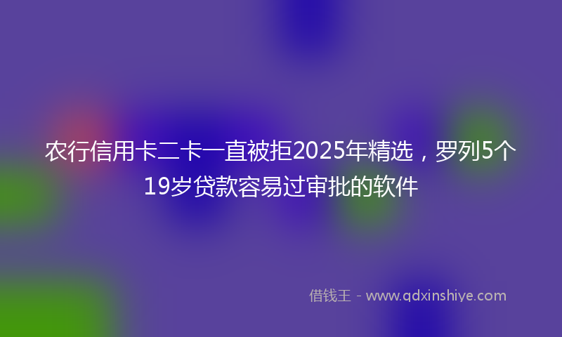 农行信用卡二卡一直被拒2025年精选，罗列5个19岁贷款容易过审批的软件