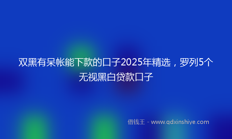 双黑有呆帐能下款的口子2025年精选，罗列5个无视黑白贷款口子