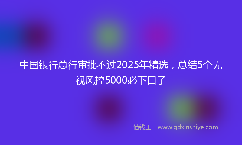 中国银行总行审批不过2025年精选，总结5个无视风控5000必下口子