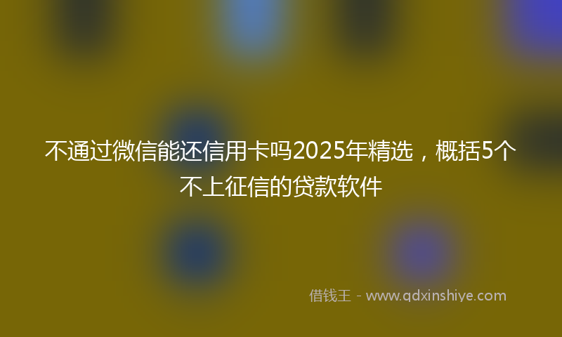 不通过微信能还信用卡吗2025年精选，概括5个不上征信的贷款软件