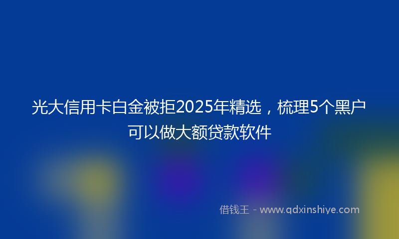 光大信用卡白金被拒2025年精选，梳理5个黑户可以做大额贷款软件