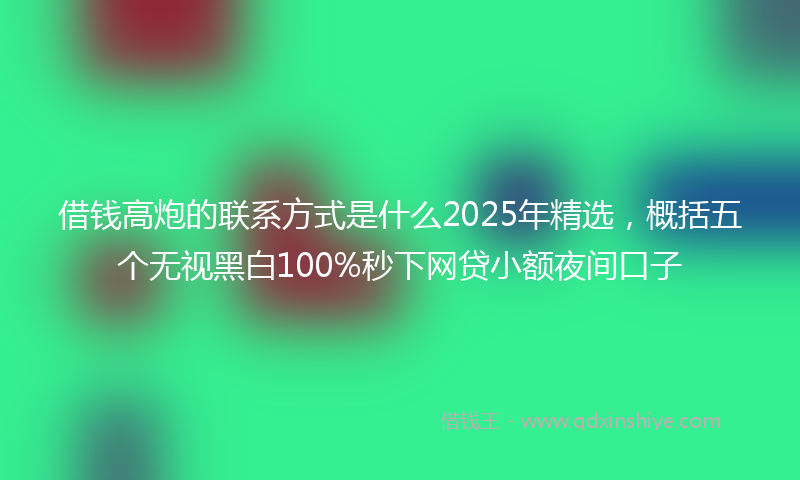 借钱高炮的联系方式是什么2025年精选，概括五个无视黑白100%秒下网贷小额夜间口子