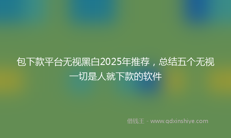 包下款平台无视黑白2025年推荐，总结五个无视一切是人就下款的软件