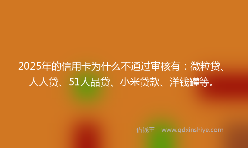 2025年的信用卡为什么不通过审核有：微粒贷、人人贷、51人品贷、小米贷款、洋钱罐等。