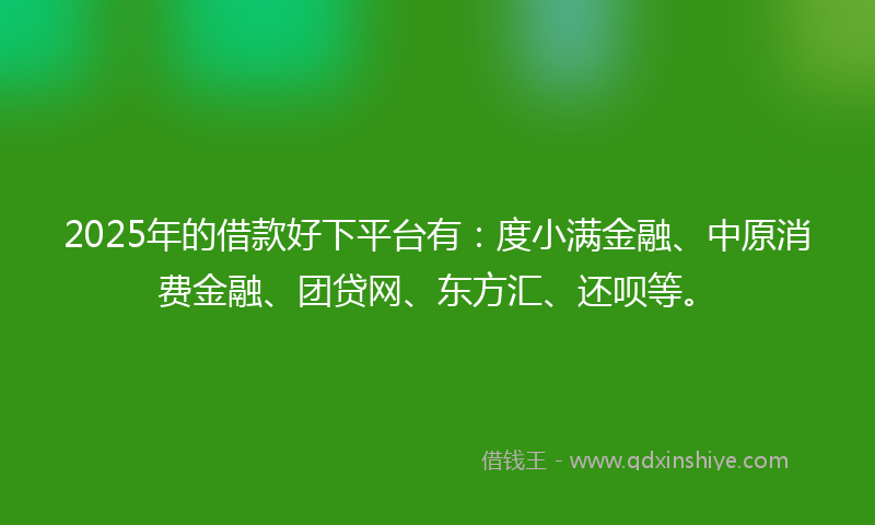 2025年的借款好下平台有：度小满金融、中原消费金融、团贷网、东方汇、还呗等。