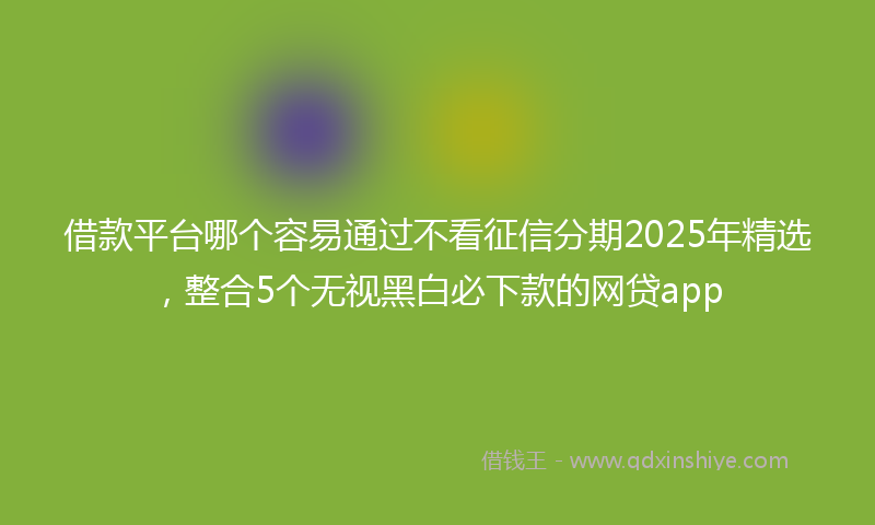 借款平台哪个容易通过不看征信分期2025年精选，整合5个无视黑白必下款的网贷app