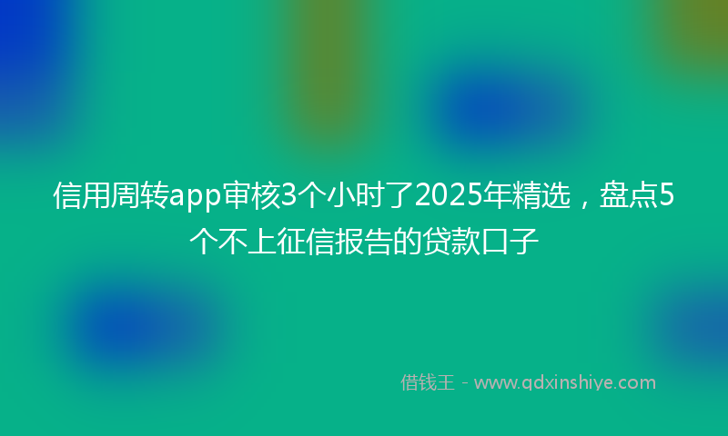 信用周转app审核3个小时了2025年精选，盘点5个不上征信报告的贷款口子