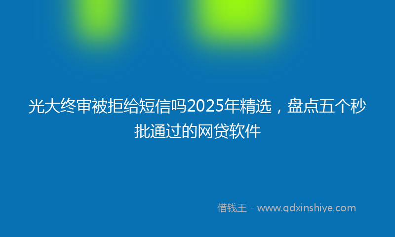 光大终审被拒给短信吗2025年精选，盘点五个秒批通过的网贷软件